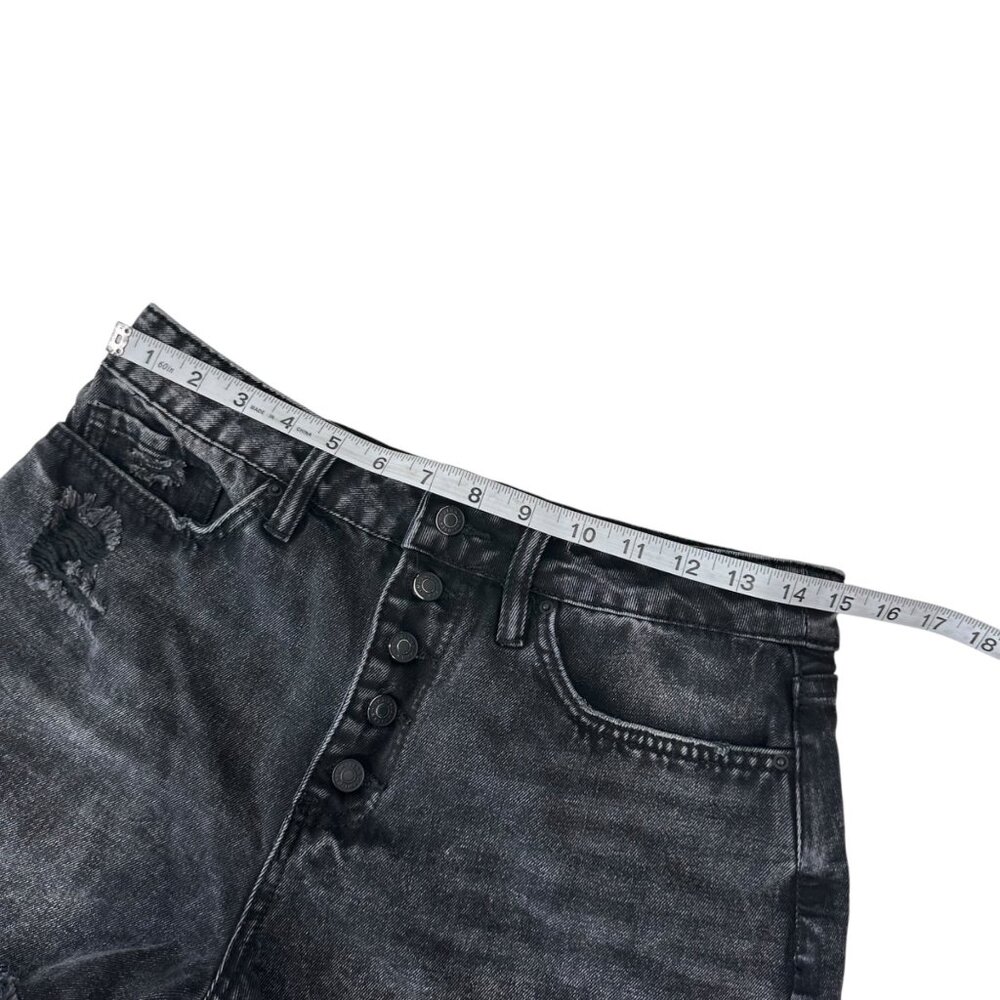 YMI DREAM Women Distressed Black Soft Denim Shorts Cut Off Button Fly Size 11/30 - Picture 5 of 11